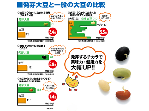 発芽大豆と一般の大豆の比較
